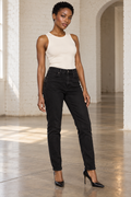 AI-generated model wearing The 1964 Denim Company Sienna Black Jeans, front view
