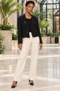 AI-generated model wearing George Black Embellished-Shoulder Blazer, front view