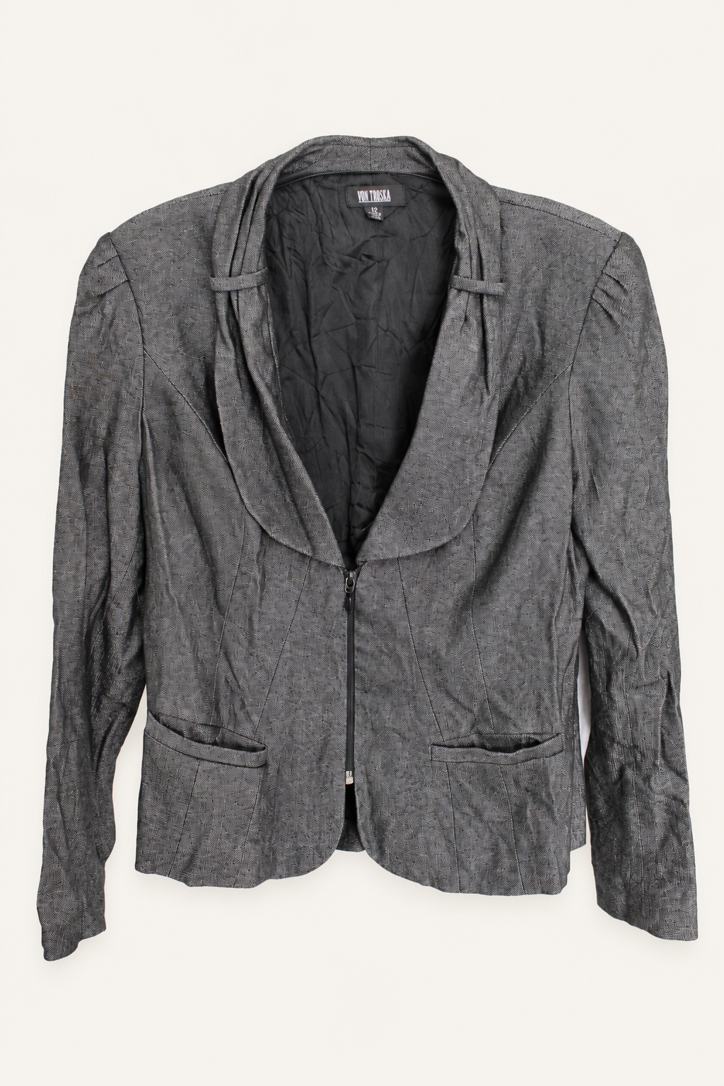 CR-0051, garment-only front view. AI-edited from the actual garment photo; hanger and background removed.