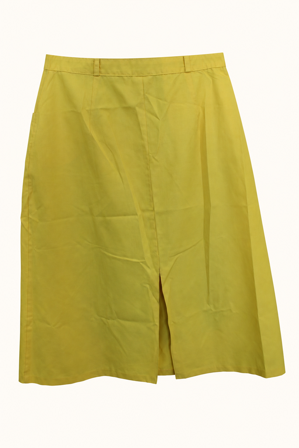 CR-0085, Yellow Pocket-Detail Straight Skirt, AI-edited garment-only rear view based on the actual item photograph