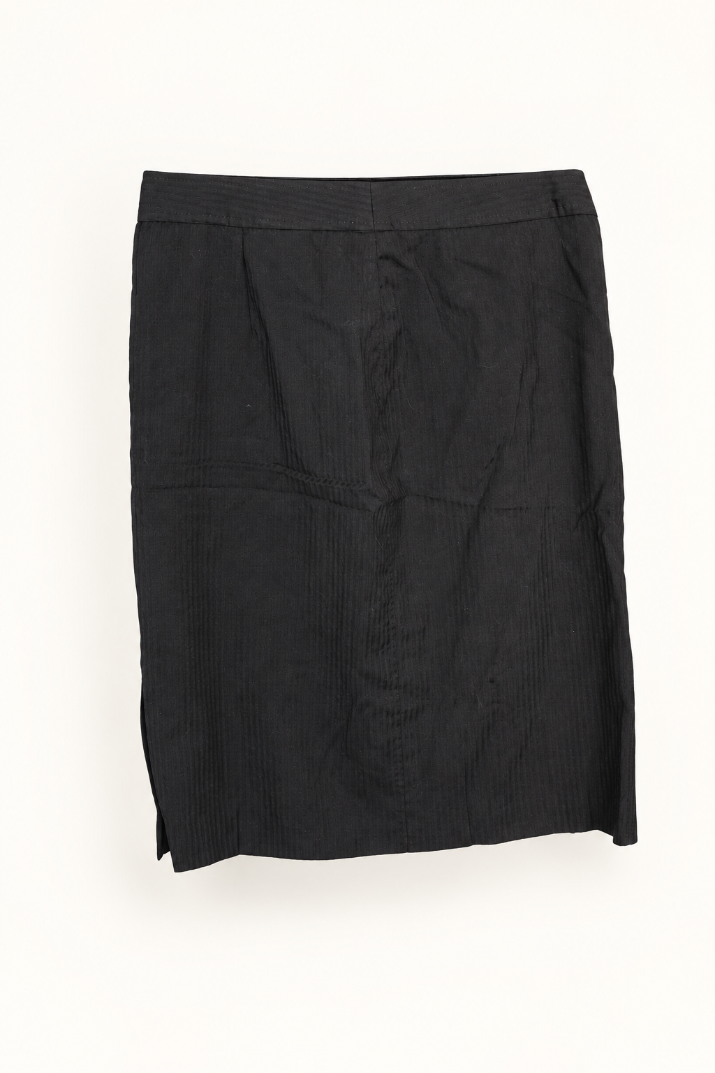 CR-0095, Black Tonal-Stripe Straight Skirt, garment-only front view. AI-edited from the actual garment photo; hanger and background removed.