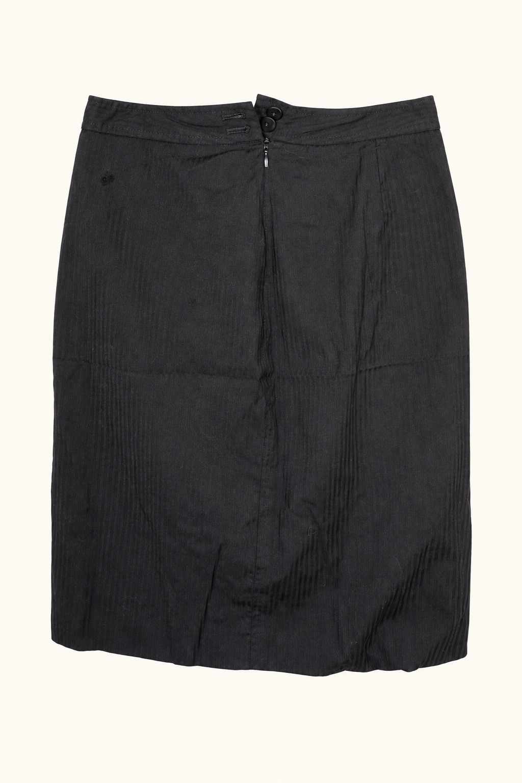 CR-0095, Black Tonal-Stripe Straight Skirt, AI-edited garment-only rear view based on the actual item photograph