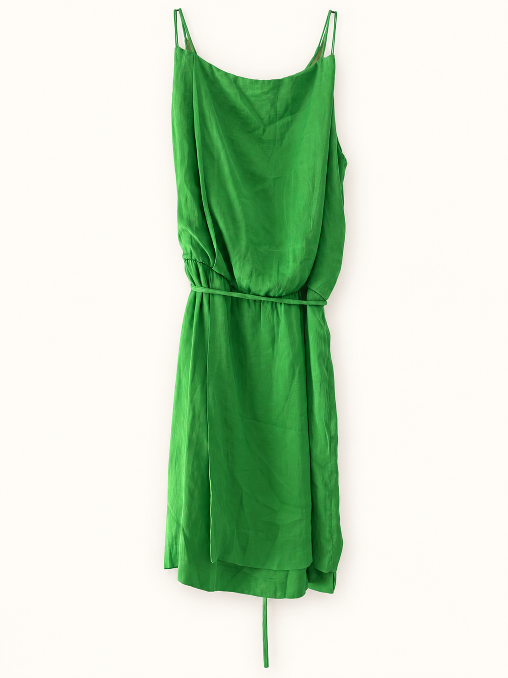 AI-edited garment-only back view of Zara Basic Green Strappy Wrap-Style Dress, based on the actual item photo