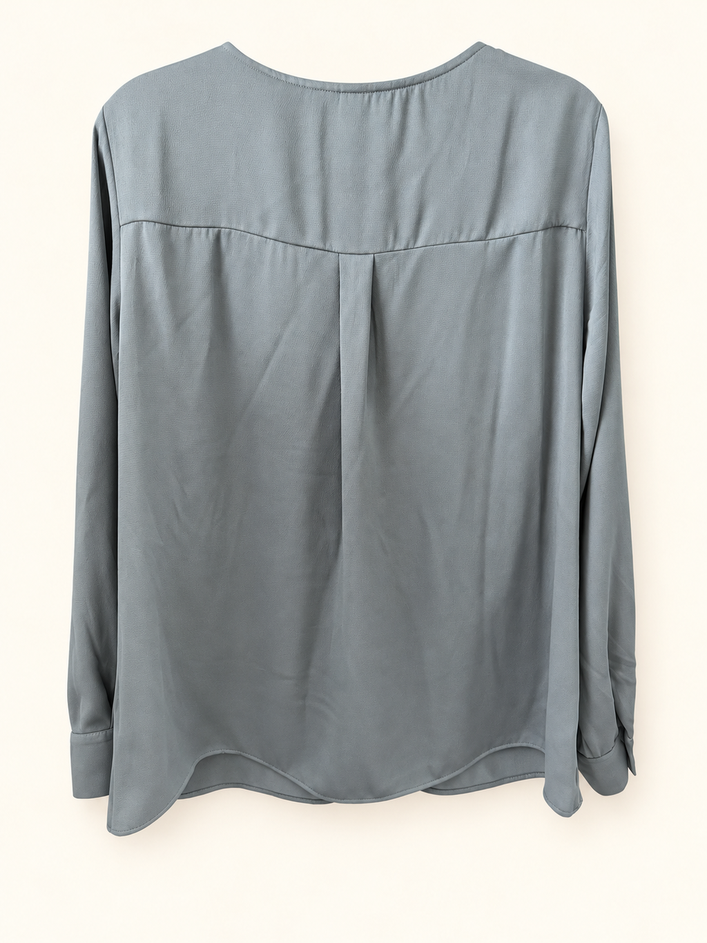 AI-edited garment-only back view of H&M Grey-Blue Long-Sleeve Blouse, based on the actual item photo