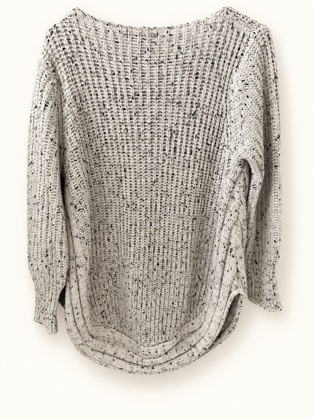 AI-edited garment-only back view of Caroline Morgan Black & White Marled Knit Jumper, based on the actual item photo