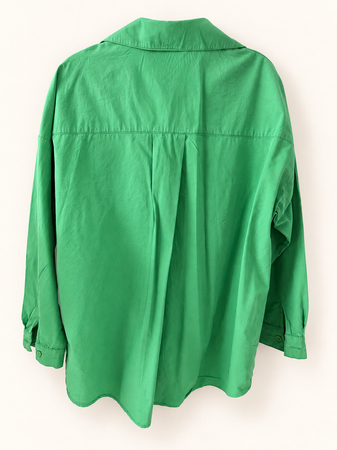 AI-edited garment-only back view of Ava & Ever Bright Green Collared Shirt, based on the actual item photo