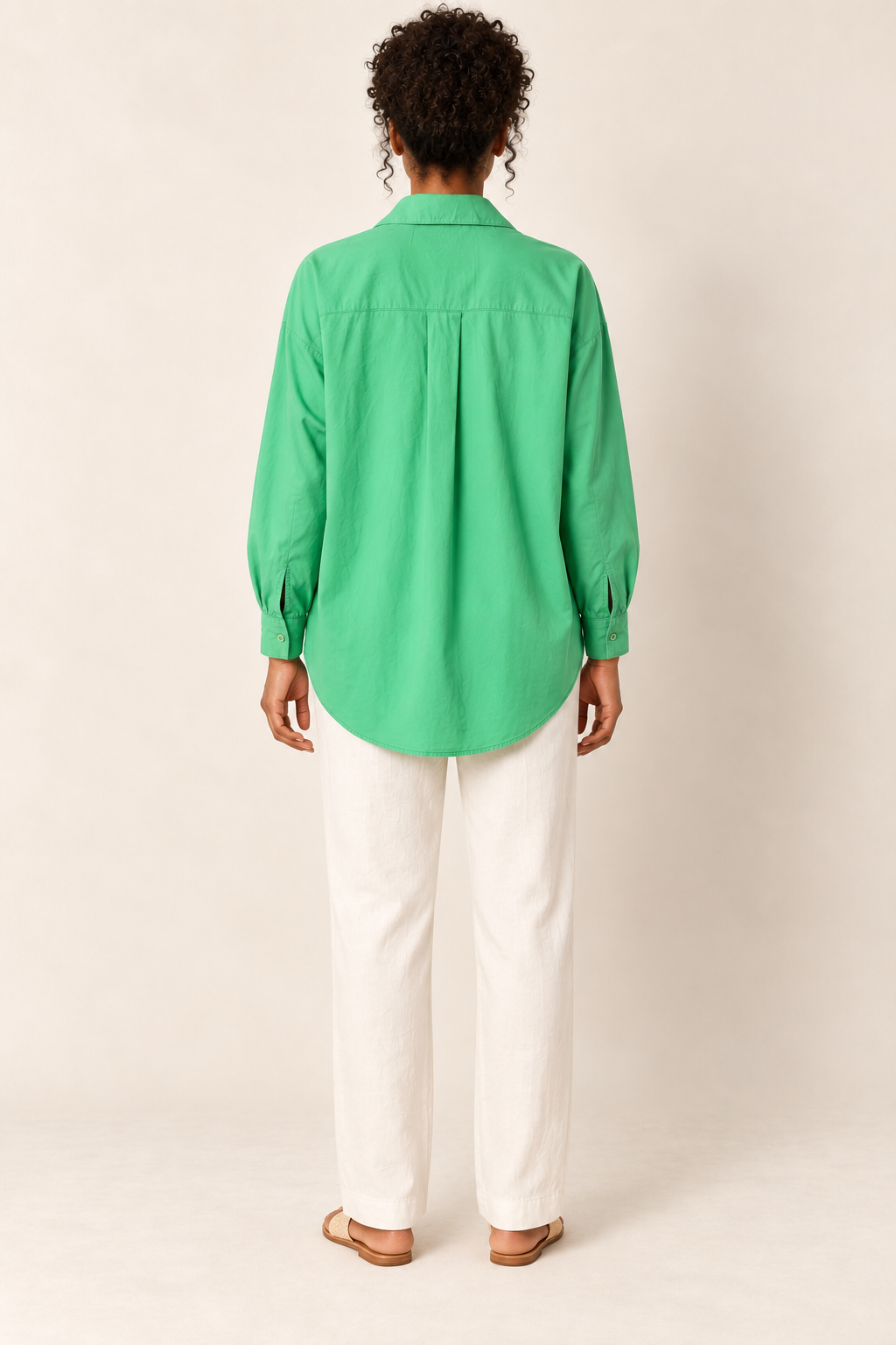 AI-generated rear model view of Ava & Ever Bright Green Collared Shirt